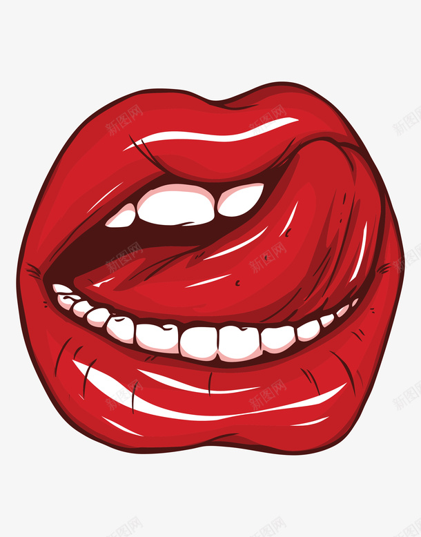 卡通手绘红色嘴巴png免抠素材_新图网 https://ixintu.com 创意 动漫动画 卡通手绘 牙齿 简约 红色的嘴巴 舌头
