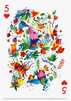 红桃J5创意的成套扑克牌红桃5高清图片