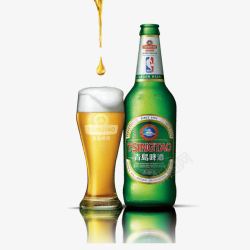 绿瓶套装青岛啤酒高清图片