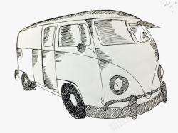 铅笔手绘房车图案素材
