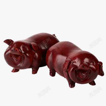 两只可爱猪png免抠素材_新图网 https://ixintu.com 动物木雕 家居 工艺品 木雕 猪 红木 雕刻 风水摆件