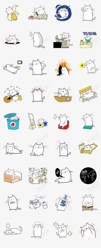 卡通白色小猫图标png_新图网 https://ixintu.com 卡通 小猫 白色