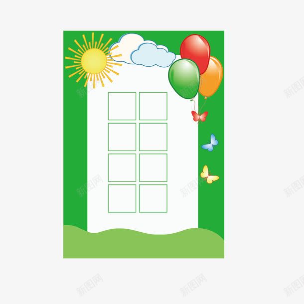 气球绿色边框png免抠素材_新图网 https://ixintu.com 卡通 卡通表格 气球 窗户 绿色 边框