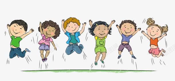 跳起来的孩子们png免抠素材_新图网 https://ixintu.com 卡通手绘 小孩子 手绘手脚 朋友 装饰 运动 高兴的跳起来
