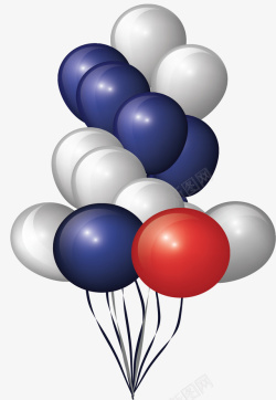 红白蓝节日气球束矢量图素材