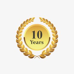 10年高档立体金属花环10年质保标志高清图片