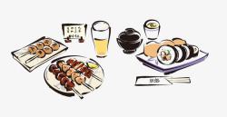 餐厅开业海报手绘美味日本料理矢量图高清图片