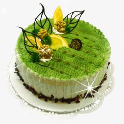 香草味蛋糕绿色的冰淇淋蛋糕高清图片