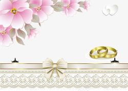 戒指卡片心形戒指花朵婚礼请贴矢量图高清图片