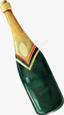 新年庆祝水彩香槟素材