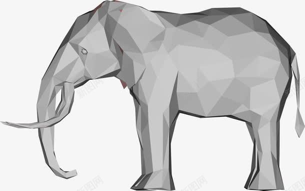 3D大象png免抠素材_新图网 https://ixintu.com 3d 几何 动物 单色 向量 多边形 大象 平坦着色 抽象 模型 灰度 非洲