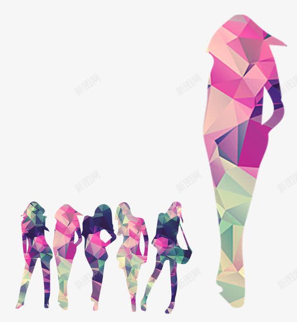 装饰png免抠素材_新图网 https://ixintu.com 人 人物 女人 女装 彩色拼接 抽象 方块 方块化 时尚 模特 活力 海报 色块拼接 装饰 逛街