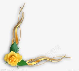 黄色花朵金色边框png免抠素材_新图网 https://ixintu.com 花朵 边框 金色 黄色