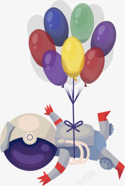 升起的气球卡通气球升起宇航员人物插画高清图片