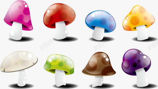 元素五彩小蘑菇矢量图图标ai_新图网 https://ixintu.com 五彩小蘑菇 彩色蘑菇 矢量元素 蘑菇小图标 矢量图
