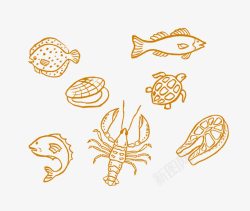 螃蟹与虾粉笔手绘食物高清图片