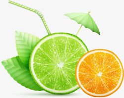 橘子绿色水果绿叶太阳伞矢量图高清图片