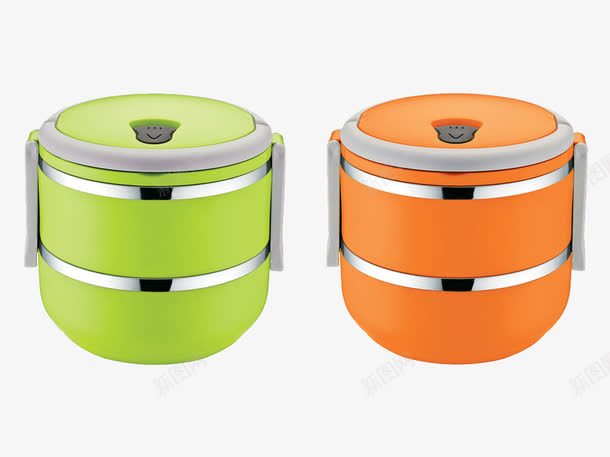 两色保温饭盒png免抠素材_新图网 https://ixintu.com 两色 产品实物 保温 家居用品 饭盒