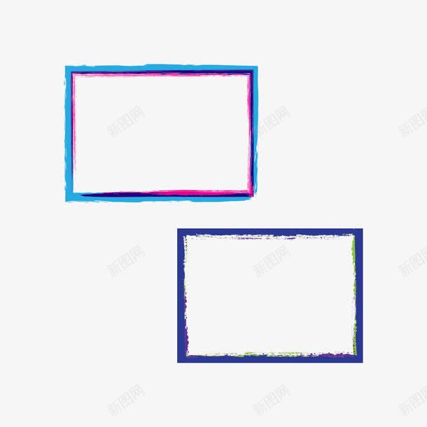 水彩风蓝色框框png免抠素材_新图网 https://ixintu.com 冷色 框框 水彩风 泼墨 矩形 蓝色 蓝色框框 边框 颜料