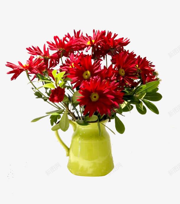 绿色花瓶花束png免抠素材_新图网 https://ixintu.com 家居摆设 植物 温馨 红色
