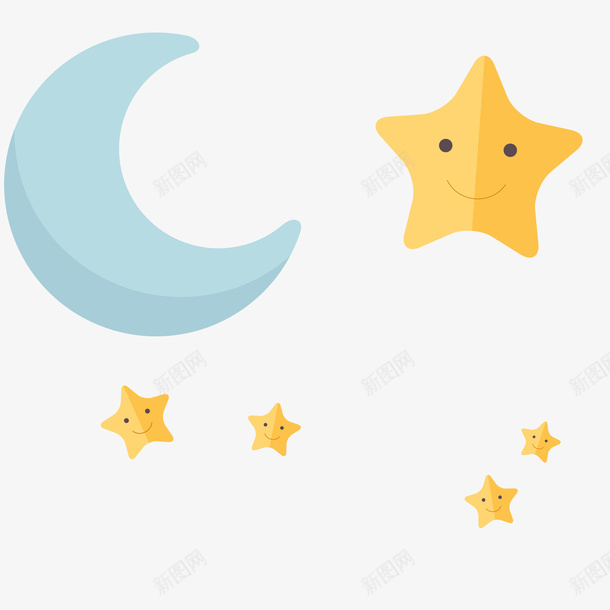 夜晚的月亮星星png免抠素材_新图网 https://ixintu.com 卡通 图案 夜晚 微笑 星星 星星emoji 晚安 月亮 祝你晚安 表情