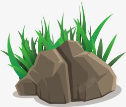 青蛙石头造型假山造型小草高清图片