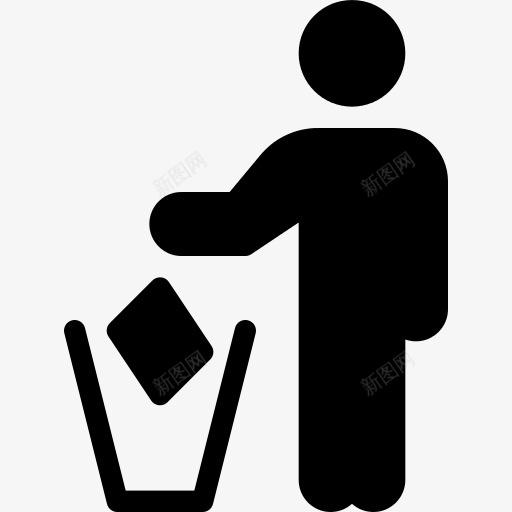 垃圾入桶图标png_新图网 https://ixintu.com 卫生 垃圾 扁平 环保 素质