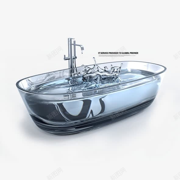 创意透明浴缸psd免抠素材_新图网 https://ixintu.com 创意透明浴缸透明材质浴缸水花水家居用品水龙头