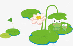青蛙装饰手绘荷塘青蛙插画高清图片