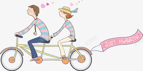 旅行人物png免抠素材_新图网 https://ixintu.com 出游 动漫 手绘 旅游 男孩骑自行车载女孩 运动 骑自行车