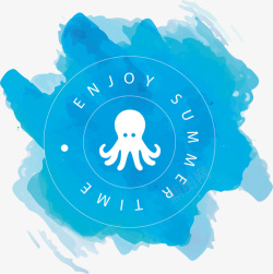 章鱼创意蓝色的章鱼印章高清图片