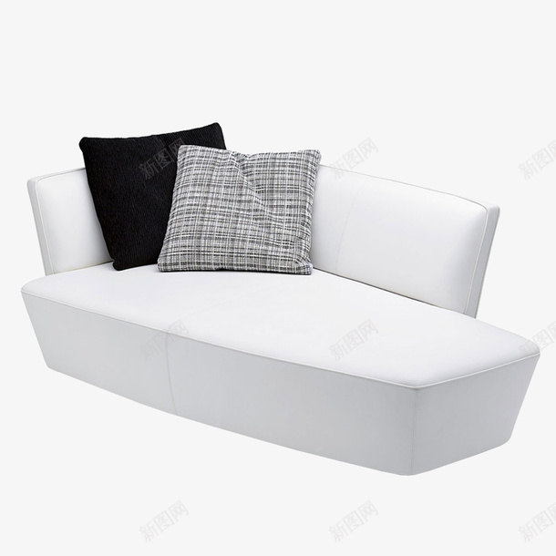 简单舒适的沙发实物png免抠素材_新图网 https://ixintu.com 产品实物 可爱 家居 方格枕头 现代家具 白色沙发 简约 黑色枕头