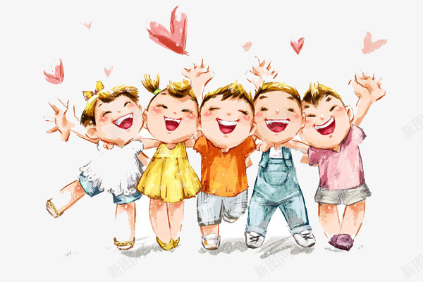 卡通欢呼的孩子png免抠素材_新图网 https://ixintu.com 一群孩子 卡通 手绘欢呼的孩子 欢呼的孩子 爱心 高兴的孩子
