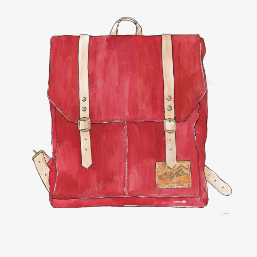 红色背包png免抠素材_新图网 https://ixintu.com 女生背包 学生书包 手提包 水彩背包