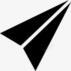 纸飞机折叠纸飞机的折叠形状的黑色三角箭头图标高清图片