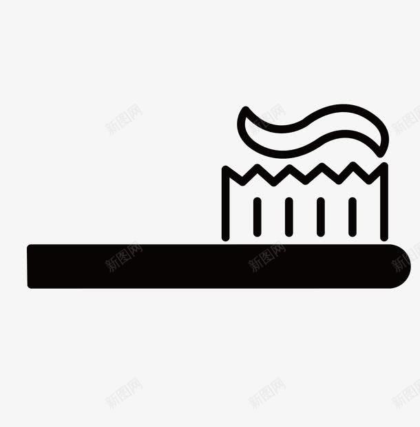 牙刷牙膏png免抠素材_新图网 https://ixintu.com 卡通 手绘 标示 牙刷 牙膏 简图 简笔 线条 黑色