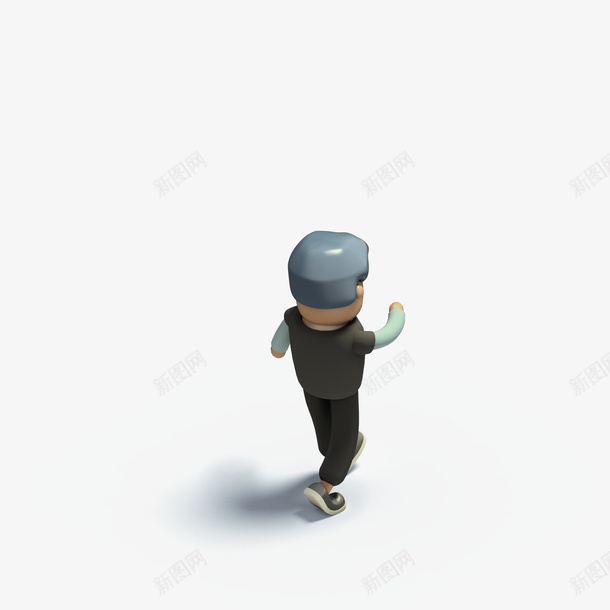 灰色人物背面小人模型png免抠素材_新图网 https://ixintu.com 无脸小人 棕色上衣 立体 等轴3D 运动鞋 高清 高端 黑色裤子