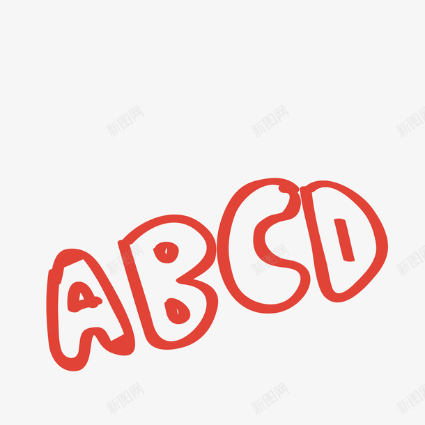 卡通手绘字母ABCDpng免抠素材_新图网 https://ixintu.com 创意 卡通 手绘 看图识字卡，看图识字 简约 红色的 英文字母ABCD