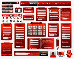 ui导航条设计红色系网页模块图标高清图片