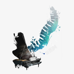 音乐节装饰卡通黑色水彩钢琴矢量图高清图片