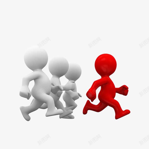 追赶前面红色小人png免抠素材_新图网 https://ixintu.com 3D小人 效果图 追赶的人 领跑的红色小人