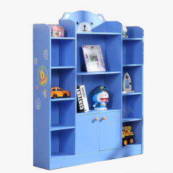 书柜架抽屉式蓝色儿童卡通书架高清图片
