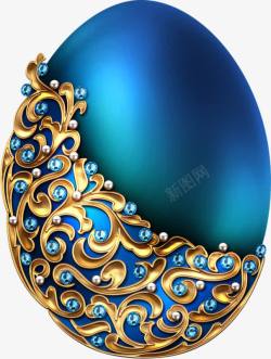 彩蛋蓝色宝石金属质感素材