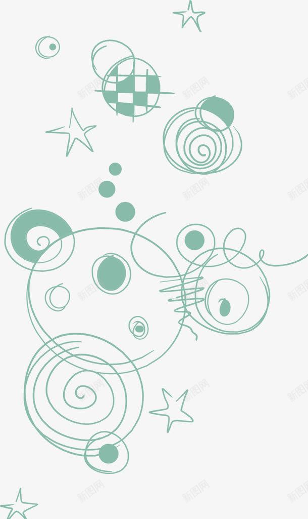 细线png免抠素材_新图网 https://ixintu.com 儿童手绘 圆圈 星星 线条涂鸦