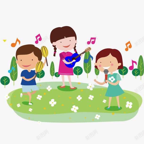 在草地演奏音乐的儿童png免抠素材_新图网 https://ixintu.com 儿童节 小朋友音乐 校园文化艺术节 演奏 草地 表演