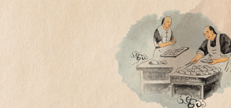 传统中华美食生煎包中国风纹理背景背景