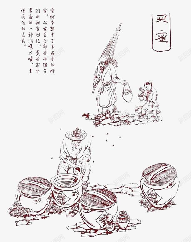 传统文化蜂农png免抠素材_新图网 https://ixintu.com 中国传统 手绘 手艺 文化 蜂农 黑色