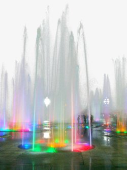 喷泉水柱彩色音乐喷泉高清图片