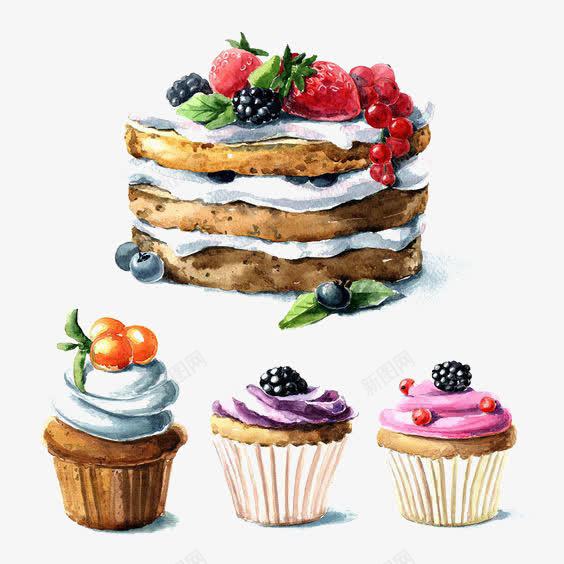 手绘糕点png免抠素材_新图网 https://ixintu.com 卡通 手绘 烘焙 糕点 纸杯蛋糕 美食