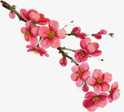 桃花运卡通手绘桃花枝高清图片
